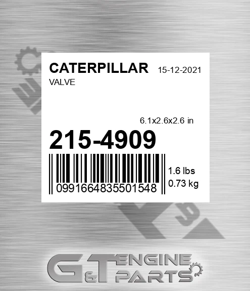 215-4909 Valve for CATERPILLAR