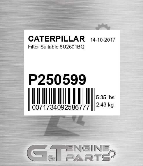 P250599 Filter Suitable 8u2601bq