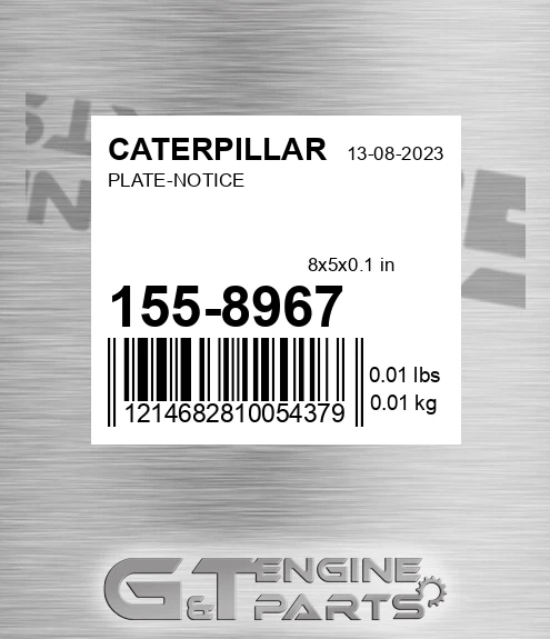 155-8967 Plate-notice for CATERPILLAR