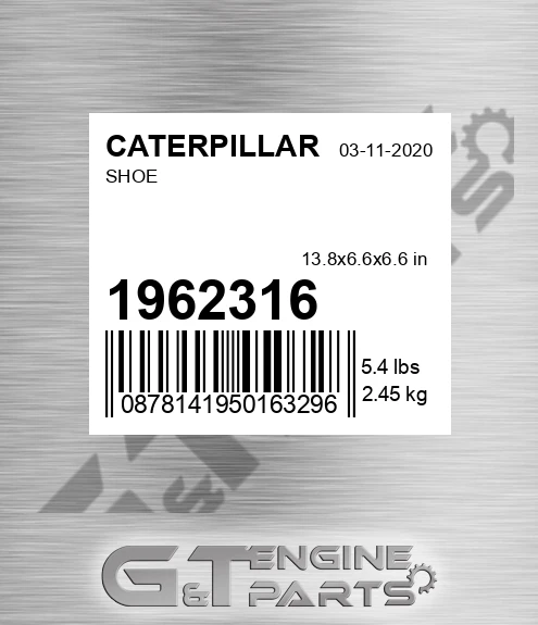 196-2316 Shoe for CATERPILLAR