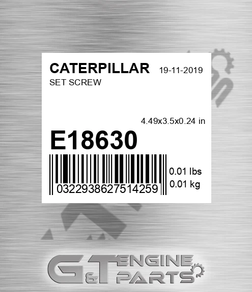 E18630 Set Screw for CATERPILLAR