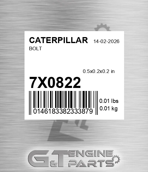 7X-0822 Bolt for CATERPILLAR