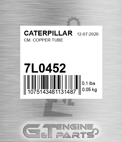 7L-0452 Cm. Copper Tube for CATERPILLAR