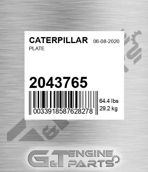 204-3765 Plate for CATERPILLAR