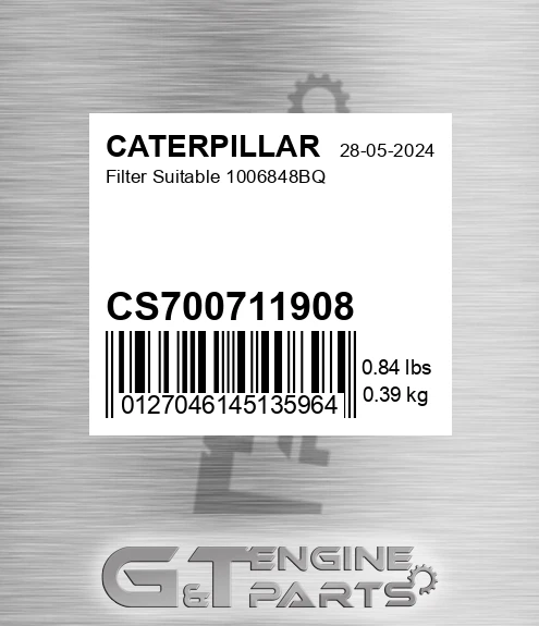 CS700711908 Filter Suitable 1006848bq