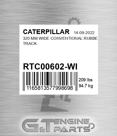RTC00602-WI 320 Mm Wide Conventional Rubber Track