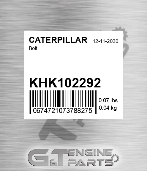 KHK102292 Bolt for CATERPILLAR