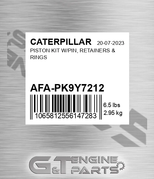 AFA-PK9Y7212 Piston Kit W/pin, Retainers & Rings