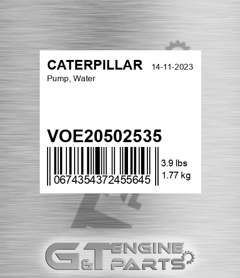 VOE20502535 Pump, Water for CATERPILLAR