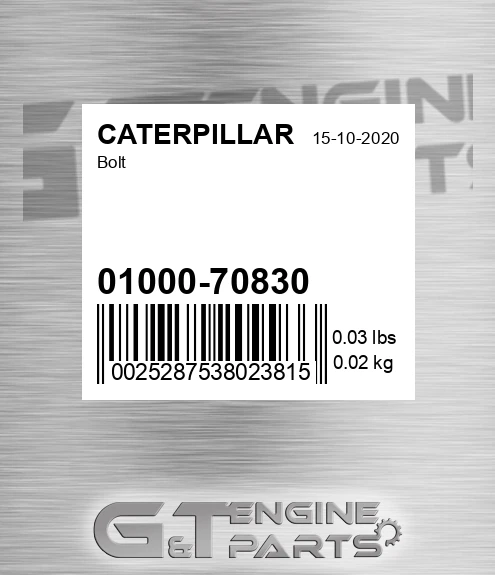 01000-70830 Bolt for CATERPILLAR