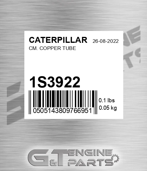 1S-3922 Cm. Copper Tube for CATERPILLAR