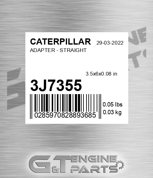 3J7355 Adapter - Straight for CATERPILLAR