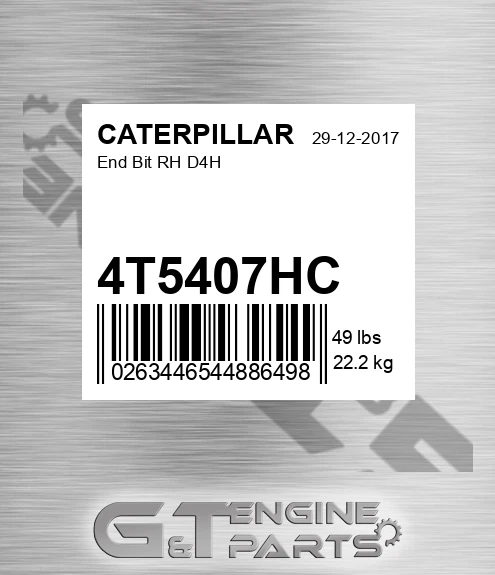 4T5407HC End Bit Rh D4h for CATERPILLAR