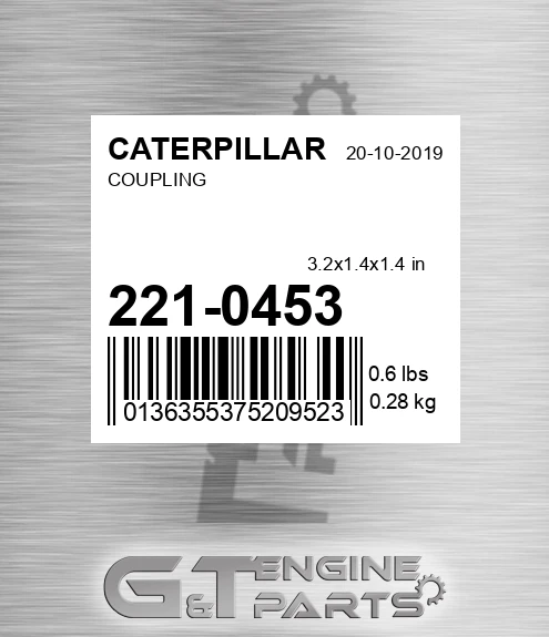 221-0453 Coupling for CATERPILLAR