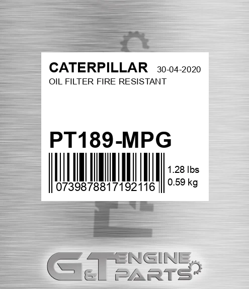 PT189-MPG Oil Filter Fire Resistant