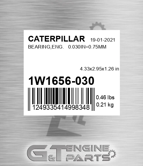 1W1656-030 Bearing,eng. 0.030in=0.75mm for CATERPILLAR