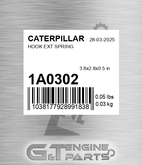 1A-0302 CATERPILLAR Hook Ext Spring
