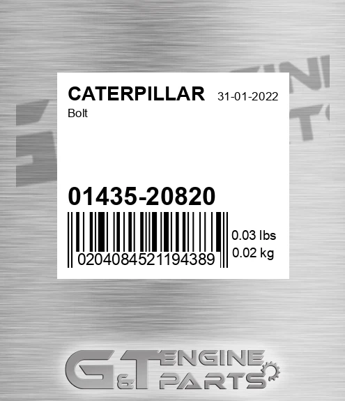01435-20820 Bolt for CATERPILLAR