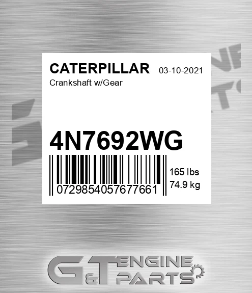 4N7692WG Crankshaft W/gear