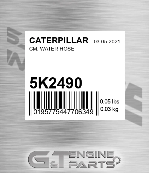5K-2490 Cm. Water Hose for CATERPILLAR