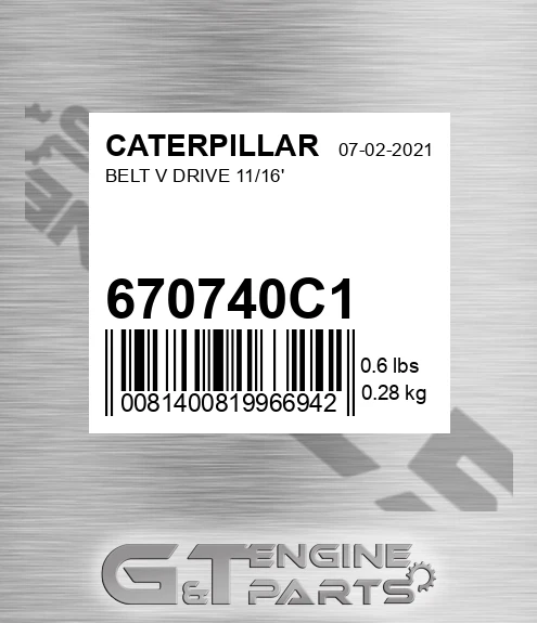 670740C1 Belt V Drive 11/16'