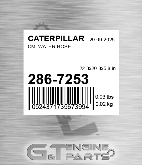 286-7253 Cm. Water Hose for CATERPILLAR