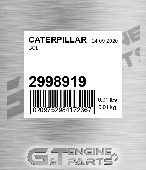 299-8919 Bolt for CATERPILLAR
