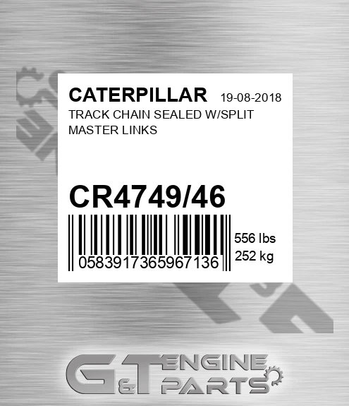 CR4749/46 Track Chain Sealed W/split Master Links for CATERPILLAR