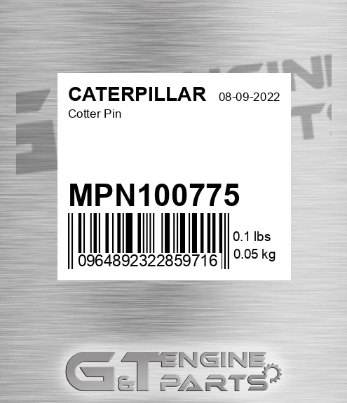 MPN100775 Cotter Pin for CATERPILLAR