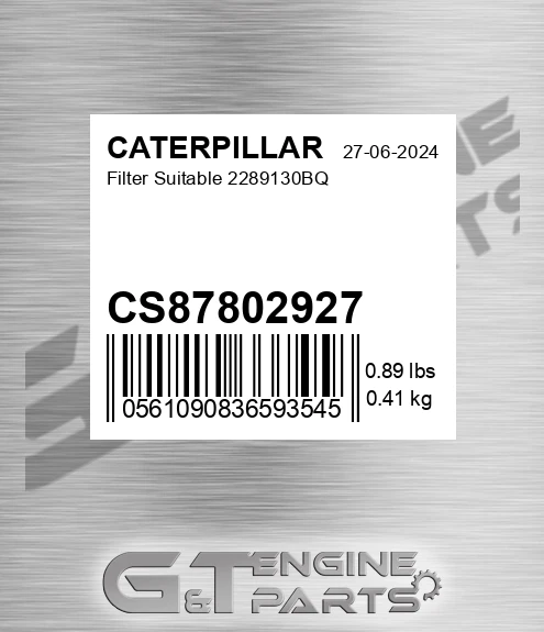 CS87802927 Filter Suitable 2289130bq