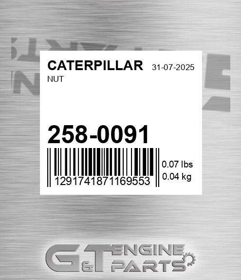 258-0091 Nut for CATERPILLAR