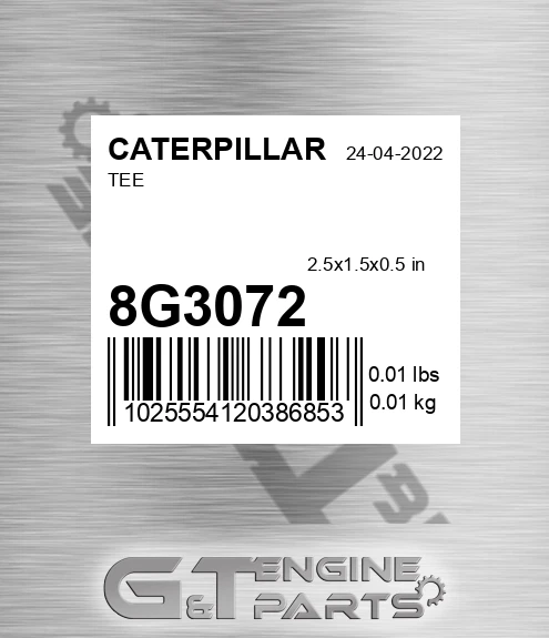 8G3072 Tee for CATERPILLAR