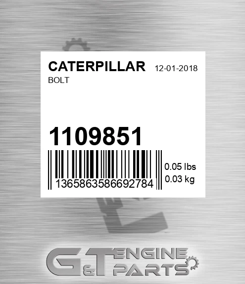 1109851 CATERPILLAR Bolt
