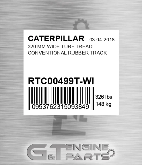 RTC00499T-WI 320 Mm Wide Turf Tread Conventional Rubber Track for CATERPILLAR