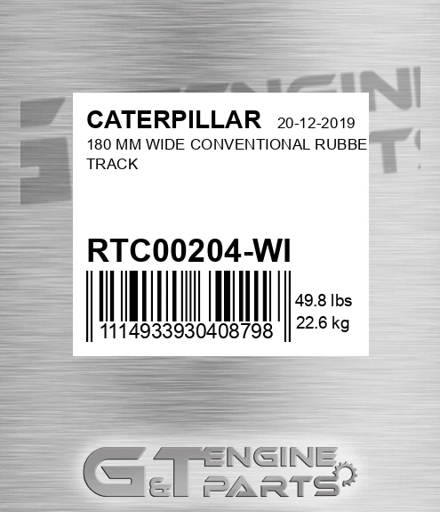 RTC00204-WI 180 Mm Wide Conventional Rubber Track