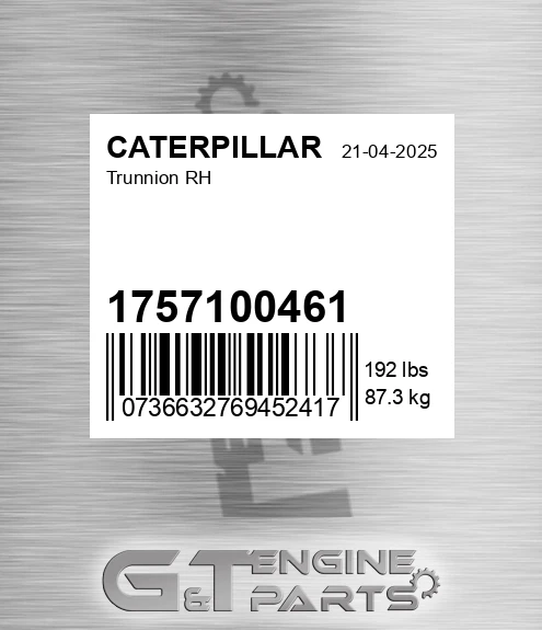 1757100461 Trunnion Rh for CATERPILLAR