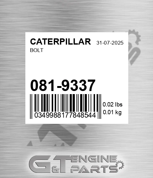081-9337 Bolt for CATERPILLAR