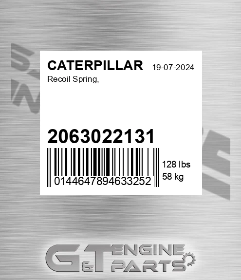 2063022131 Recoil Spring, for CATERPILLAR