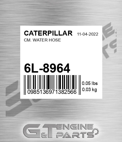 6L-8964 Cm. Water Hose for CATERPILLAR