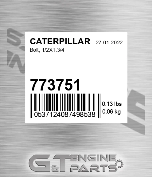 773751 Bolt, 1/2x1.3/4