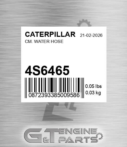 4S-6465 Cm. Water Hose for CATERPILLAR