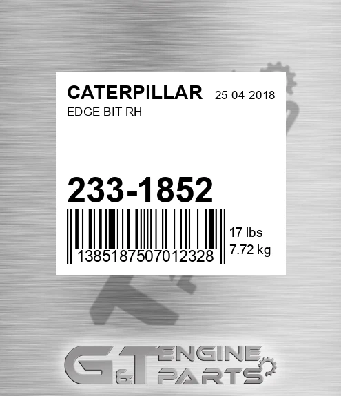 233-1852 Edge Bit Rh for CATERPILLAR