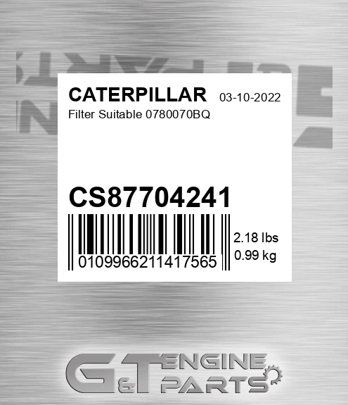 CS87704241 Filter Suitable 0780070bq