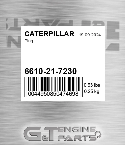 6610-21-7230 Plug for CATERPILLAR