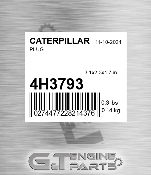 4H3793 Plug for CATERPILLAR