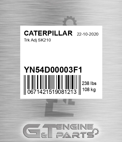 YN54D00003F1 Trk Adj Sk210 for CATERPILLAR