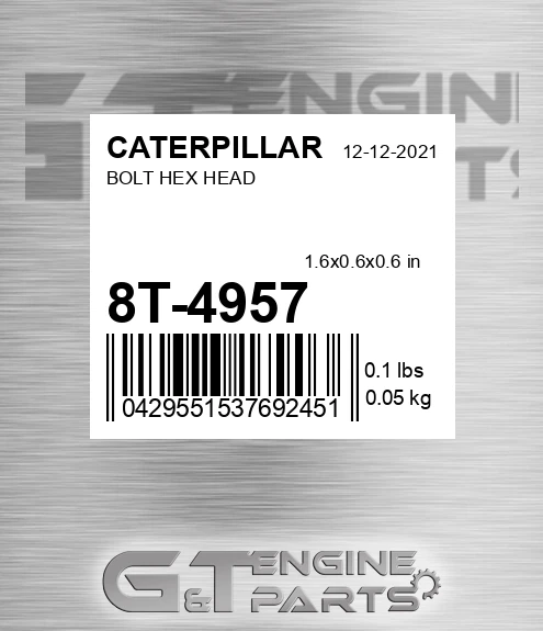 8T-4957 Bolt Hex Head for CATERPILLAR