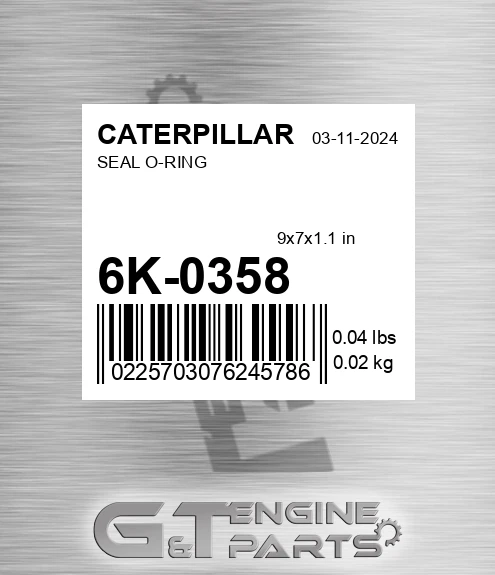 6K-0358 Seal O-ring for CATERPILLAR