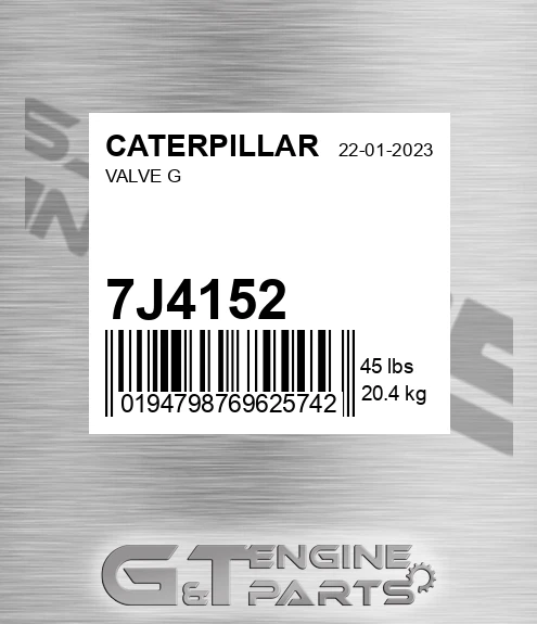 7J4152 Valve G for CATERPILLAR