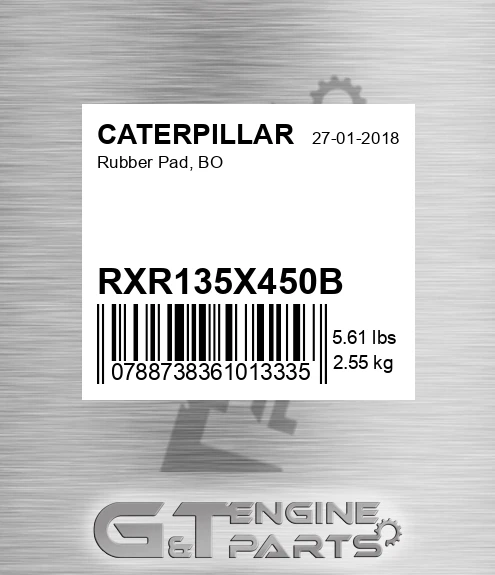 RXR135X450B Rubber Pad, Bo for CATERPILLAR